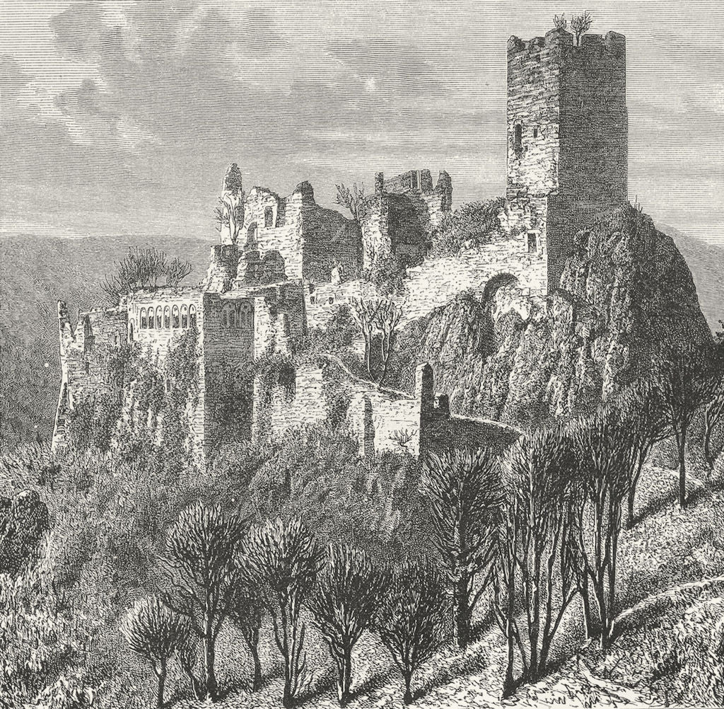 FRANCE. Ruins, St Ulrich, Ribeauvillé c1885 old antique vintage print picture